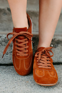Endurance Edge Lace-Up Faux Suede Sneakers (Brown) - NanaMacs