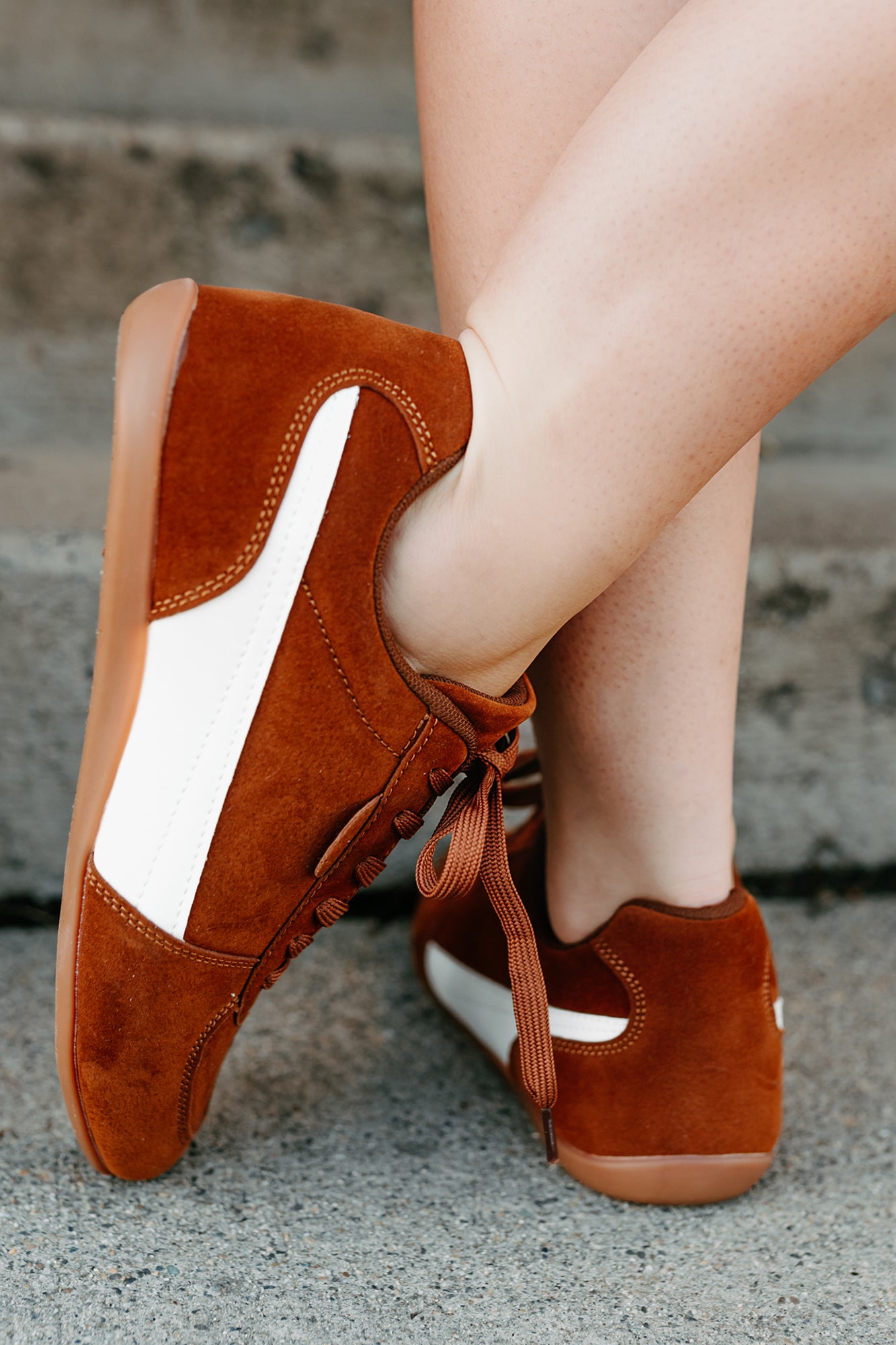 Endurance Edge Lace-Up Faux Suede Sneakers (Brown) - NanaMacs