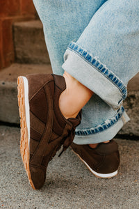 Chase The Wins Lace-Up Mesh Sneakers (Coffee) - NanaMacs