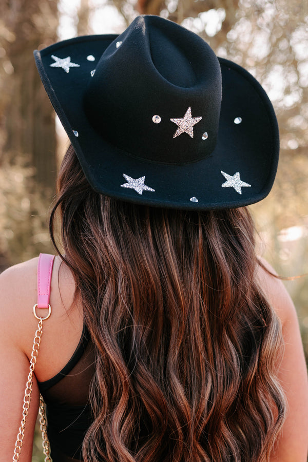 Confidence On Point Rhinestone Star Cowboy Hat (Black) - NanaMacs