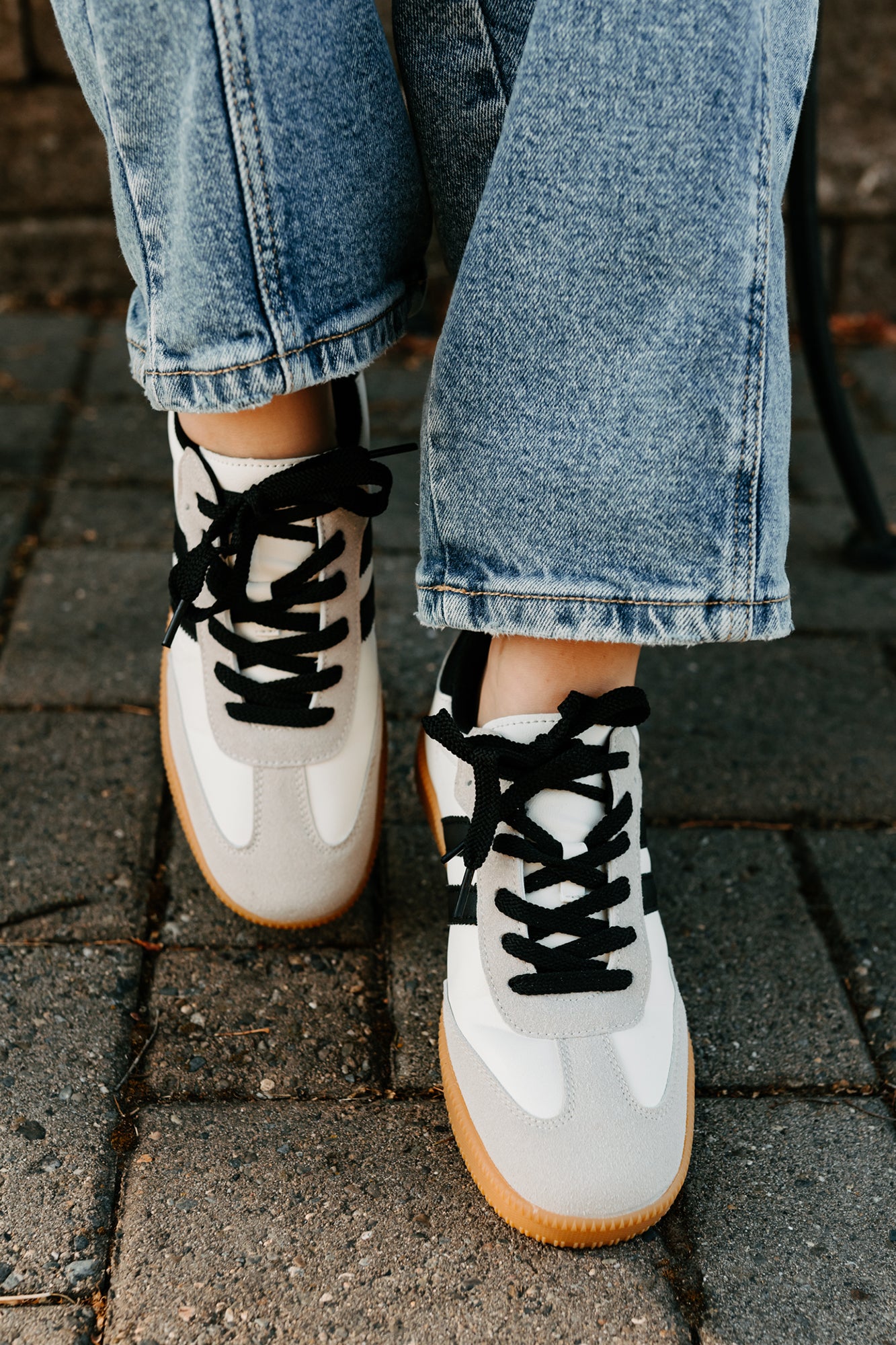 Vibes In Motion Lace-Up Platform Sneakers (Beige) - NanaMacs