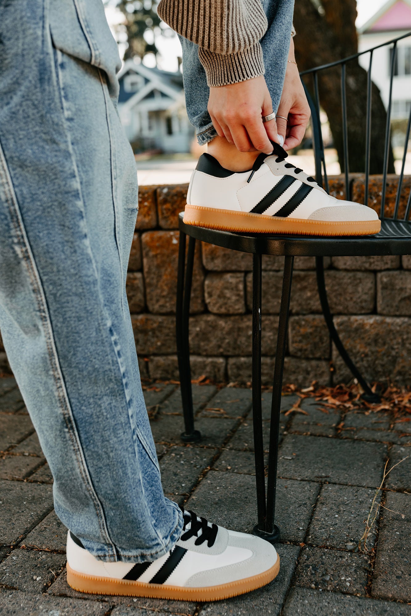 Vibes In Motion Lace-Up Platform Sneakers (Beige) - NanaMacs