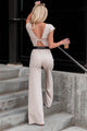 Staying Out Later Twist-Back Jumpsuit (Oyster) - NanaMacs