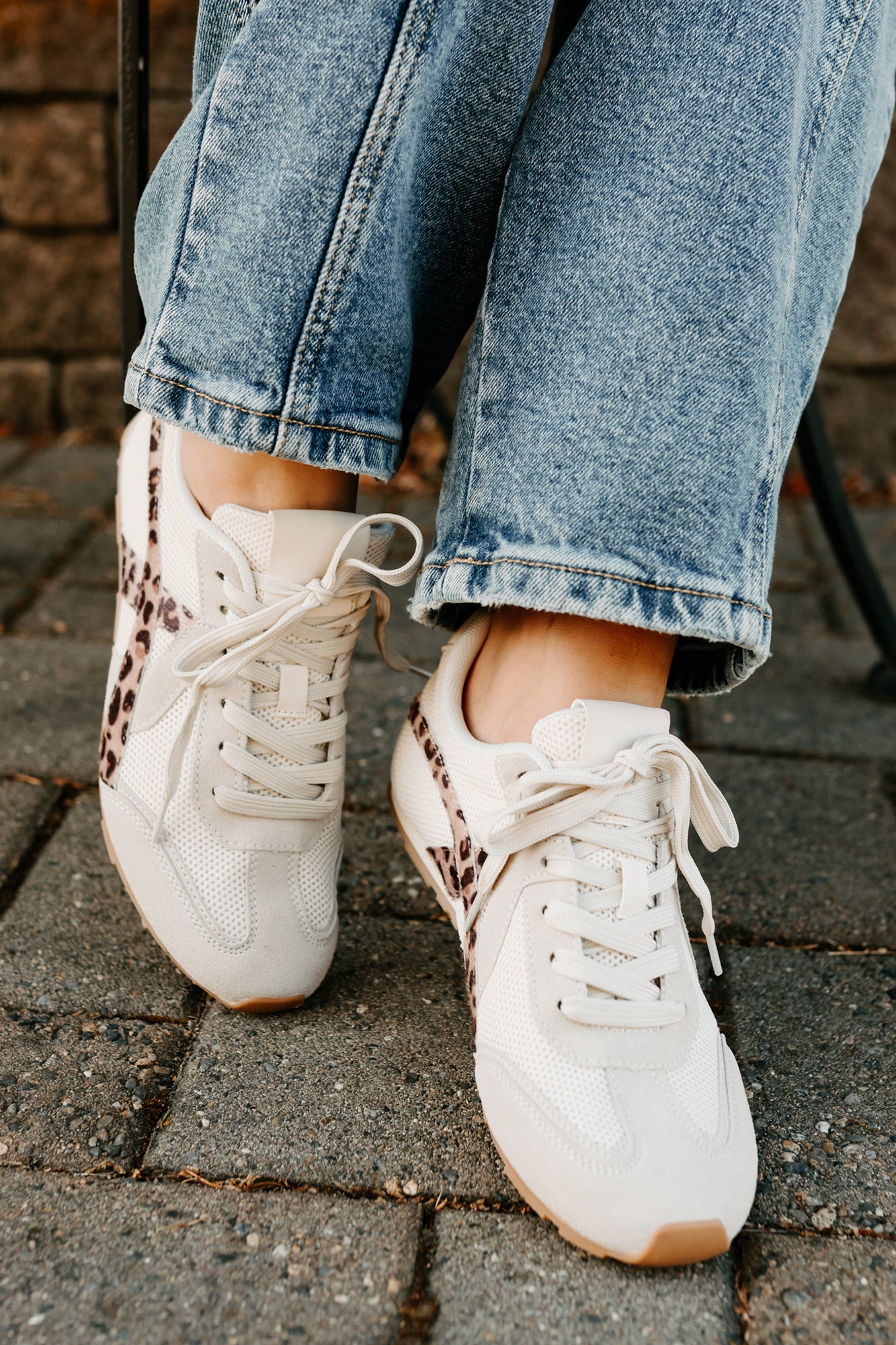 Chase The Wins Lace-Up Mesh Sneakers (Leopard) - NanaMacs