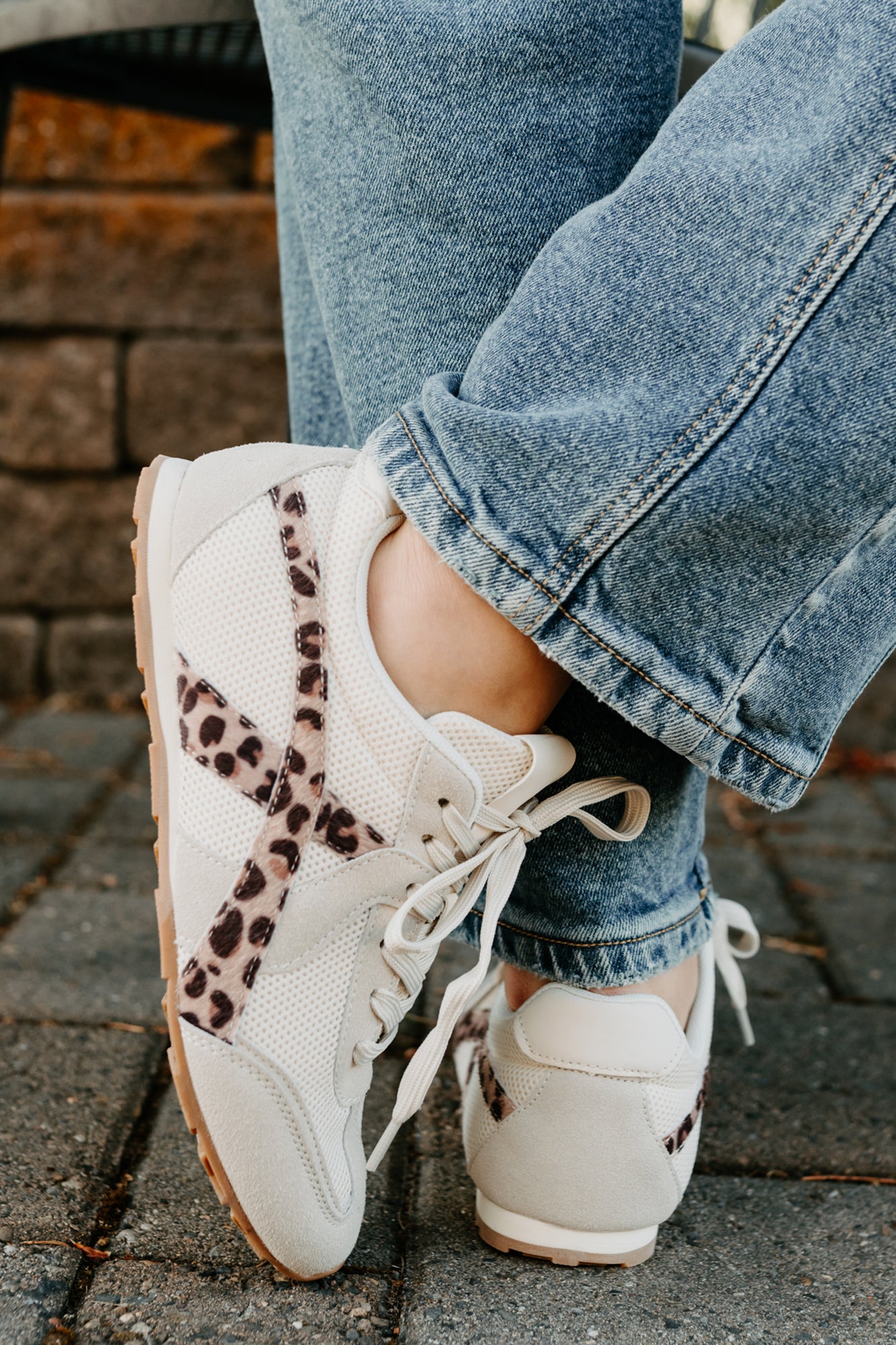 Chase The Wins Lace-Up Mesh Sneakers (Leopard) - NanaMacs