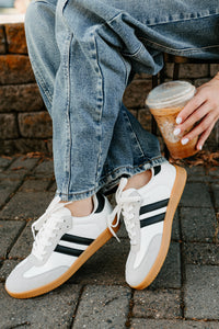 Vibes In Motion Lace-Up Platform Sneakers (White) - NanaMacs