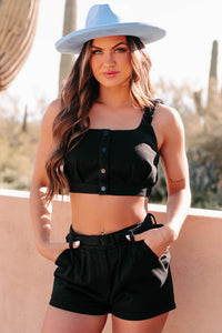 Unbreakable Bonds Denim Crop Top & Shorts Set (Black) - NanaMacs