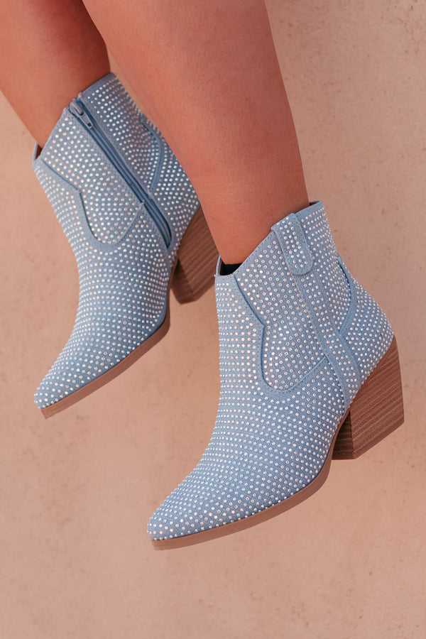 Not Your Average Cowgirl Rhinestone Booties (Light Blue) - NanaMacs