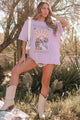 "The Desert Sunrise" Oversized Mineral Wash Graphic T-Shirt (Pastel Violet) - Print On Demand - NanaMacs