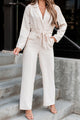 Searching For Success Belted Blazer Jumpsuit (Cream) - NanaMacs