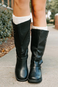 Your Move Now Faux Leather Buckle Boots (Black) - NanaMacs