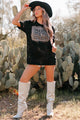 "I'm Here For The Cowboys" Bleached Graphic T-Shirt (Black) - Print On Demand - NanaMacs