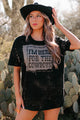 "I'm Here For The Cowboys" Bleached Graphic T-Shirt (Black) - Print On Demand - NanaMacs