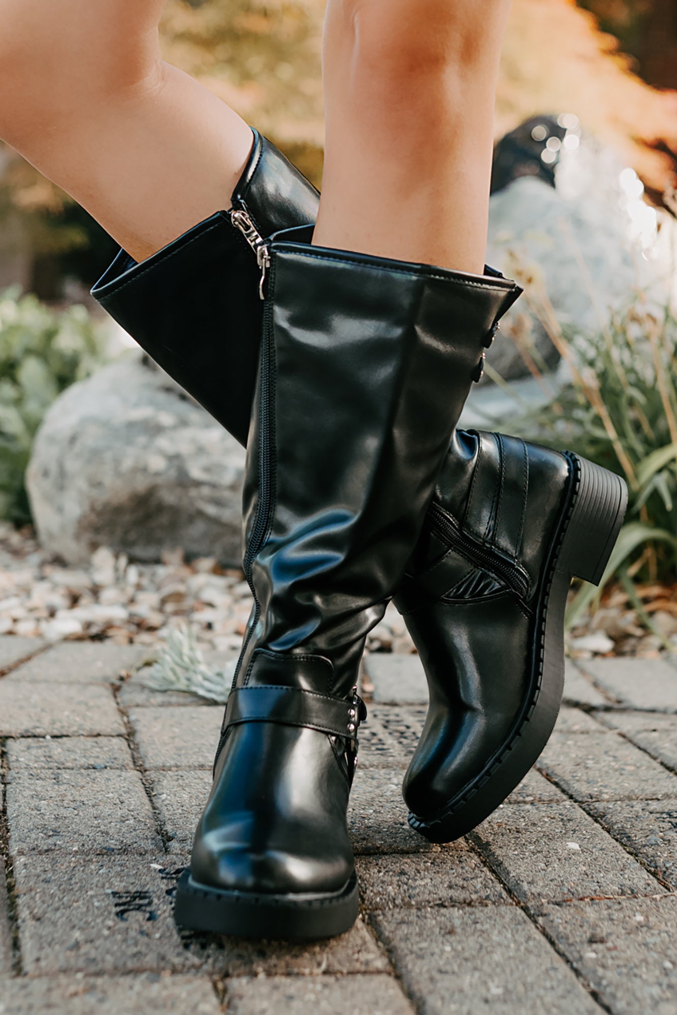 Signature Strides Platform Buckle Boots (Black) · NanaMacs