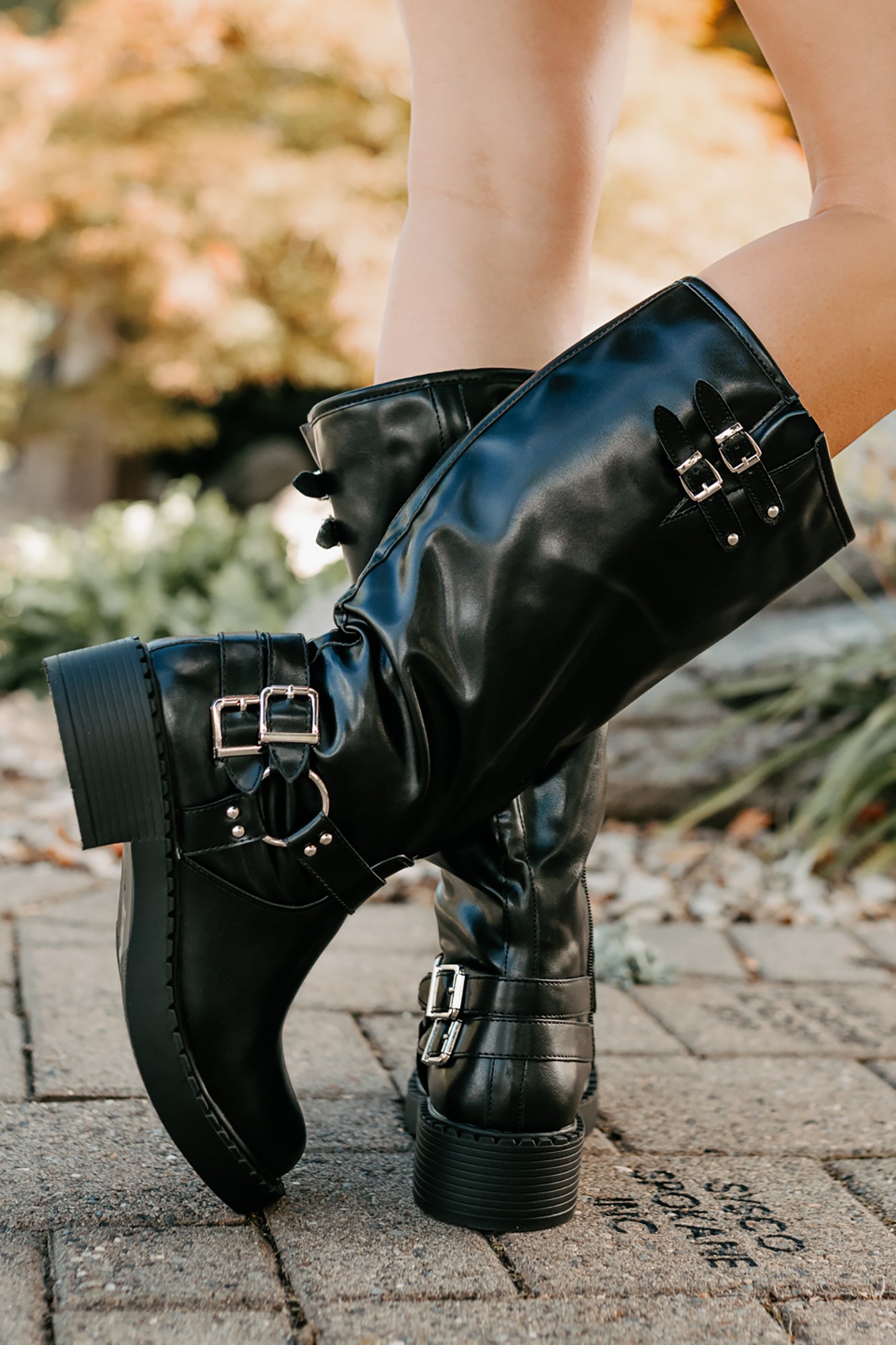 Signature Strides Platform Buckle Boots (Black) · NanaMacs