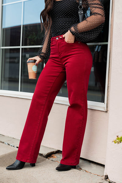 Rinna Heart Shaped Pockets Judy Blue Jeans (Scarlet) - NanaMacs