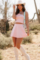 Adorably Darling Sweater Knit Tube Top & Mini Skirt Set (Pink) - NanaMacs