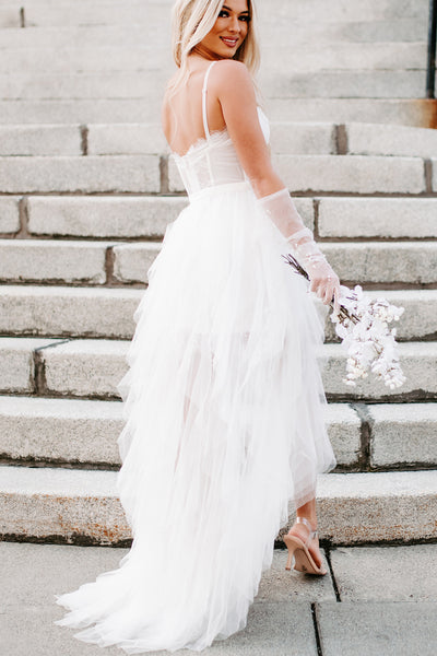 Angelic Feeling Tiered Corset Maxi Dress (White) - NanaMacs