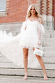 Maybe I'm Dreaming Tiered High Low Tulle Maxi Dress (White) - NanaMacs