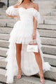 Maybe I'm Dreaming Tiered High Low Tulle Maxi Dress (White) - NanaMacs