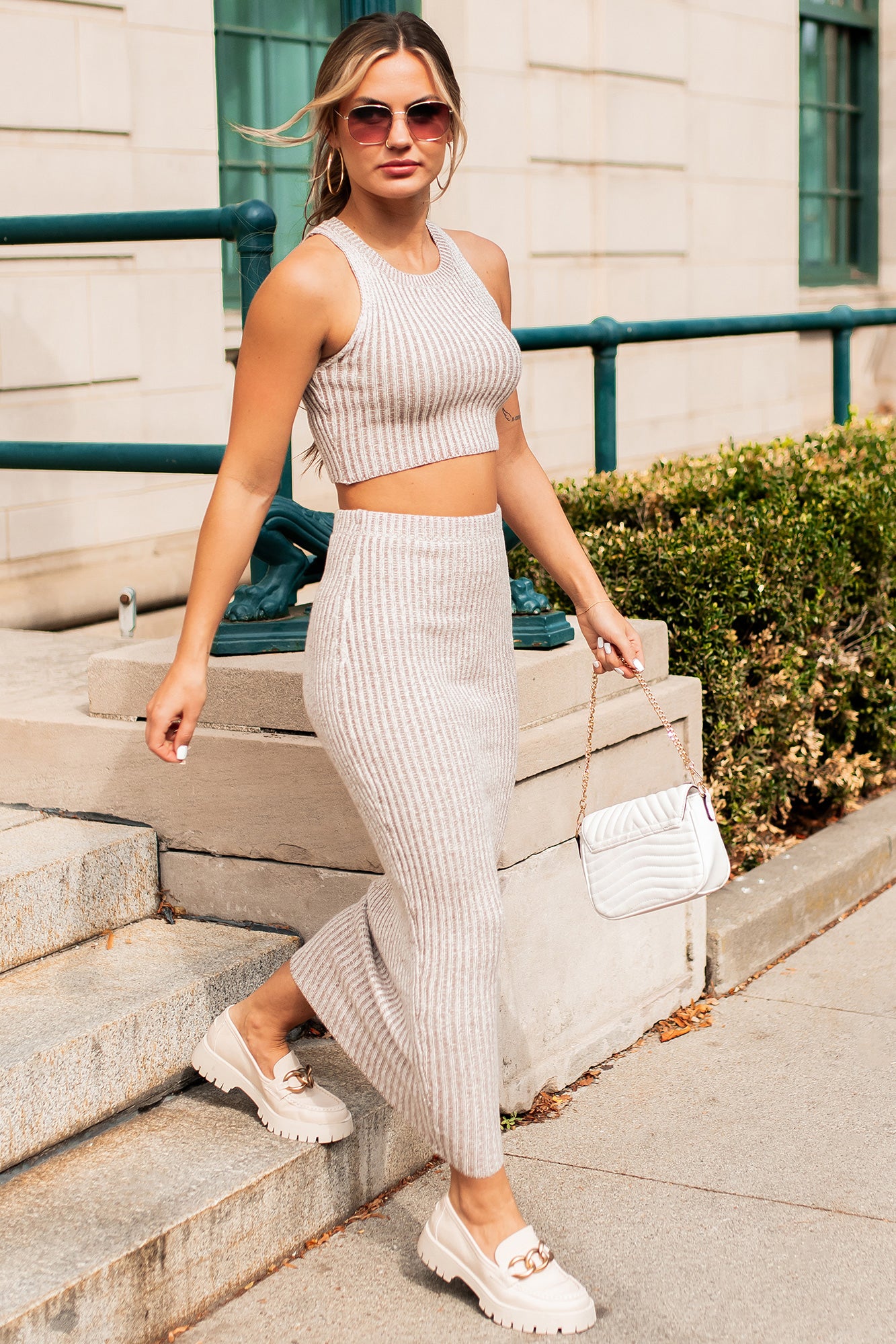 Knitted two piece skirt clearance and top