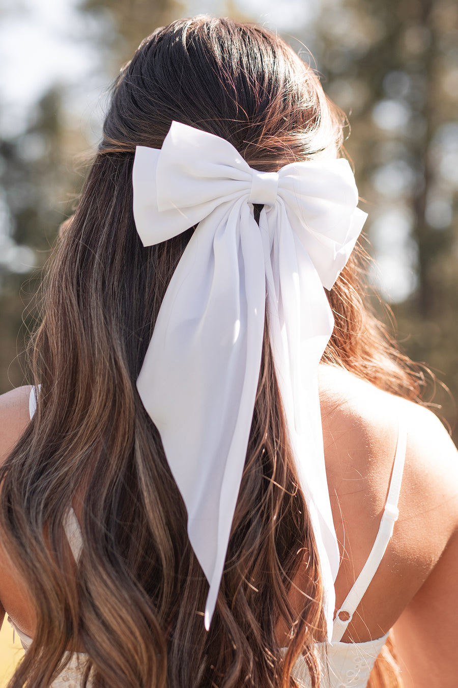 Hello Lovely Barrette Hair Bow (White) - NanaMacs