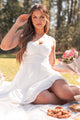 Summer Dates Eyelet Mini Dress (Off White) - NanaMacs