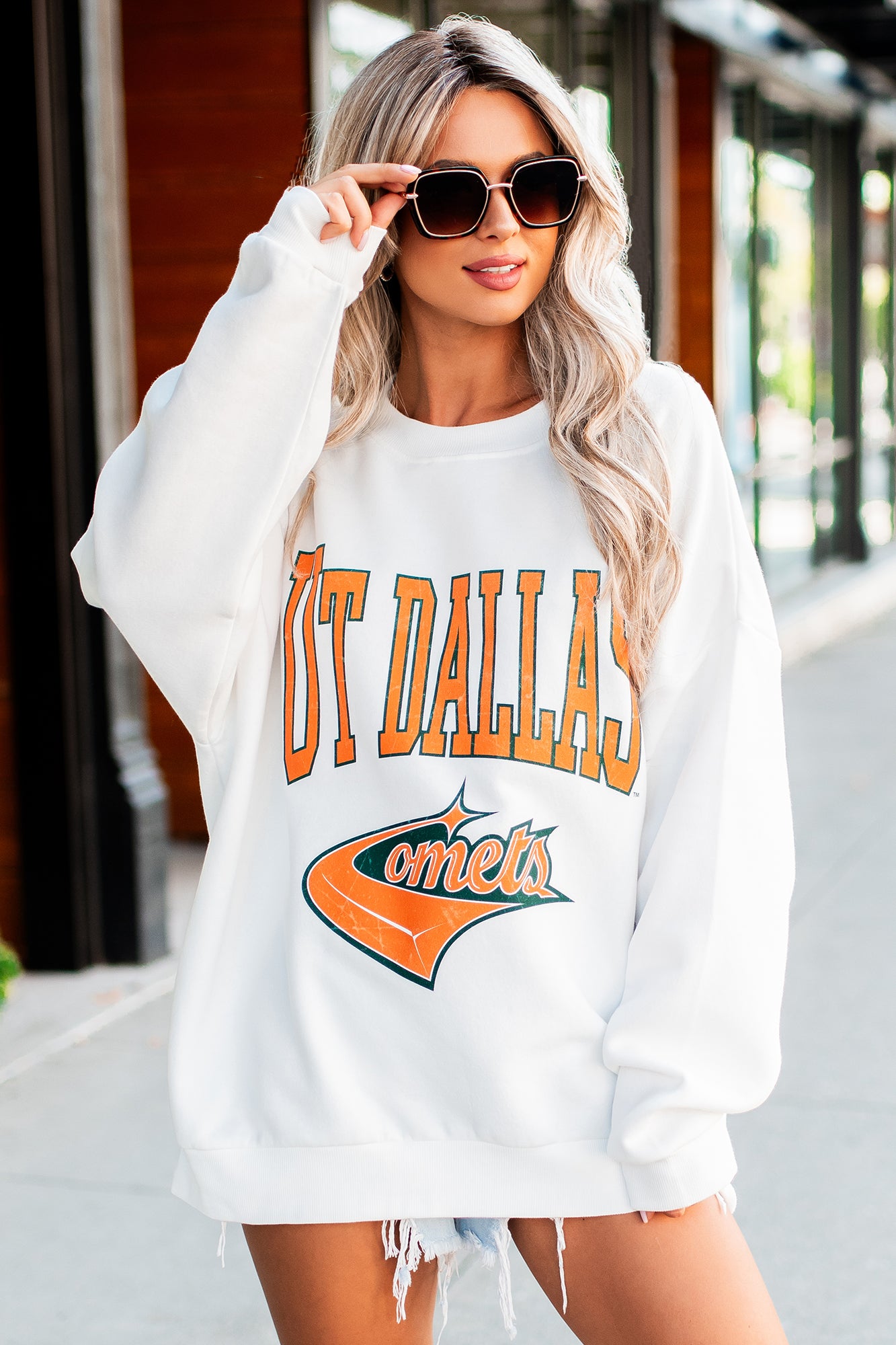 Dallas Cowboys Mono Logo Graphic Oversized Crew Sweatshirt - Womens