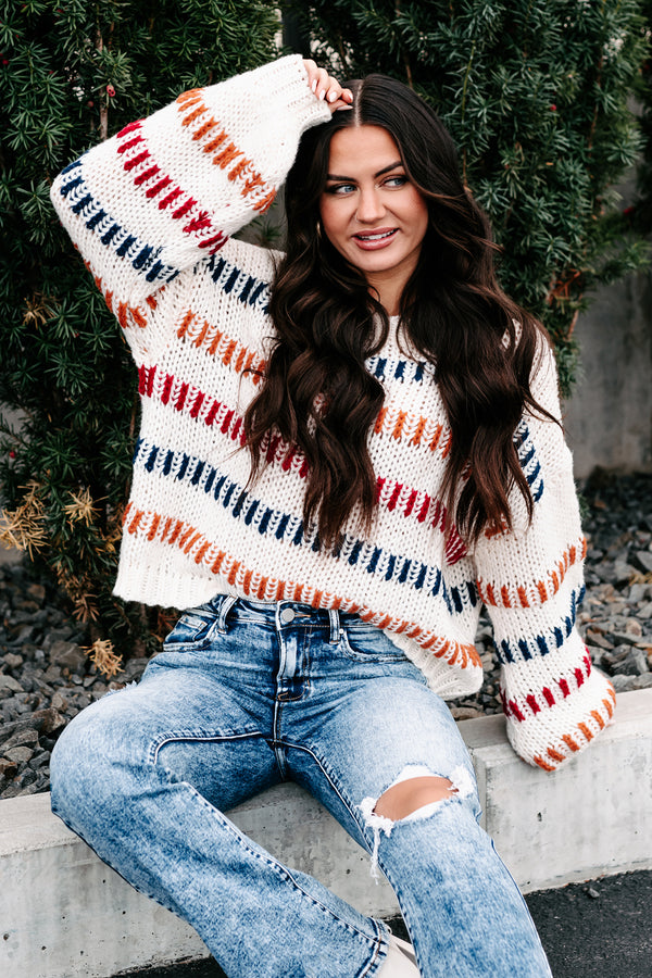 My Favorite Notification Striped Sweater (Ivory/Multi) - NanaMacs