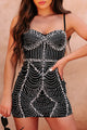 Enchantress Rhinestone & Pearl Mesh Mini Dress (Black) - NanaMacs