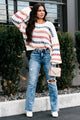 My Favorite Notification Striped Sweater (Ivory/Multi) - NanaMacs