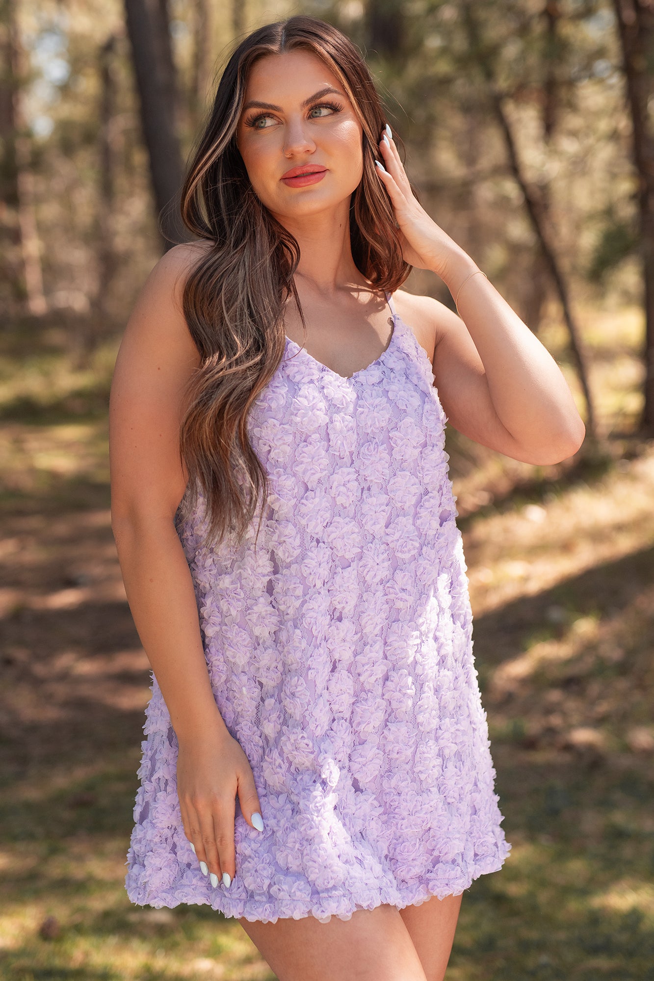 Elegance In Bloom Floral Textured Mini Dress (Periwinkle) - NanaMacs