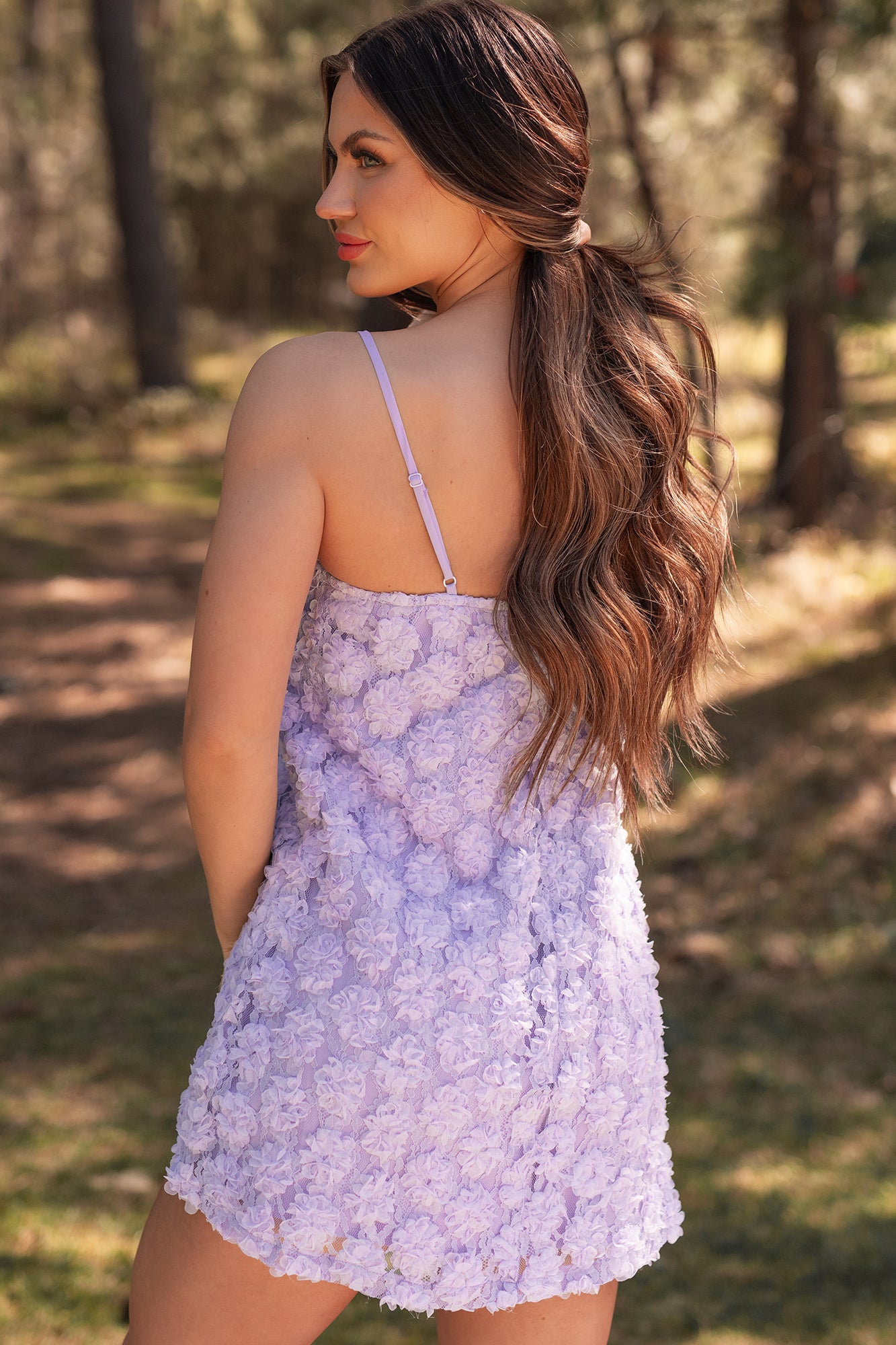 Elegance In Bloom Floral Textured Mini Dress (Periwinkle) - NanaMacs