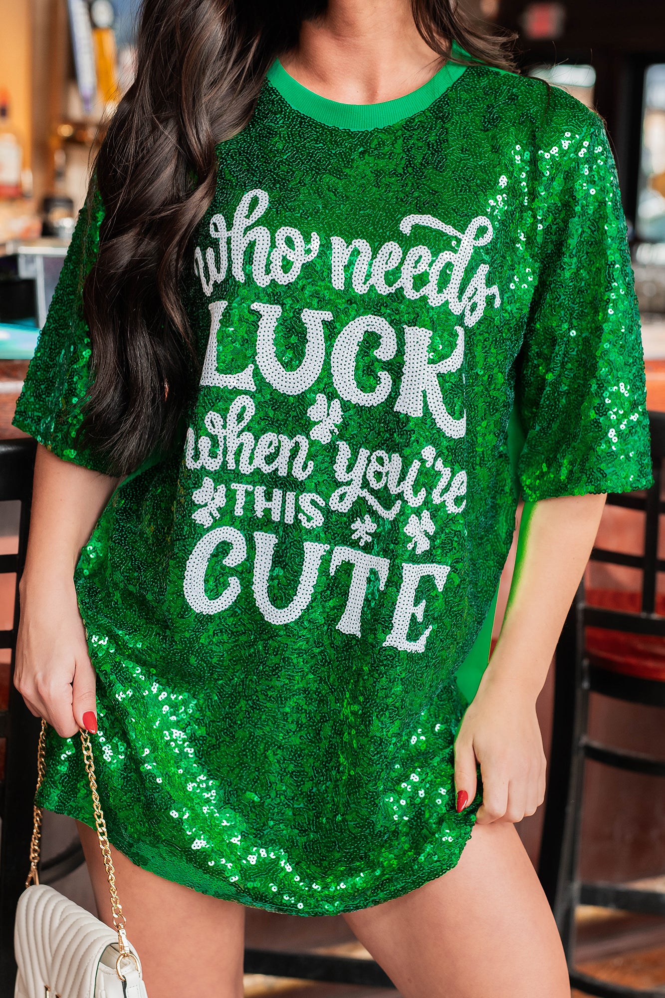 "When You're This Cute" Sequin Mini Dress (Green) - NanaMacs