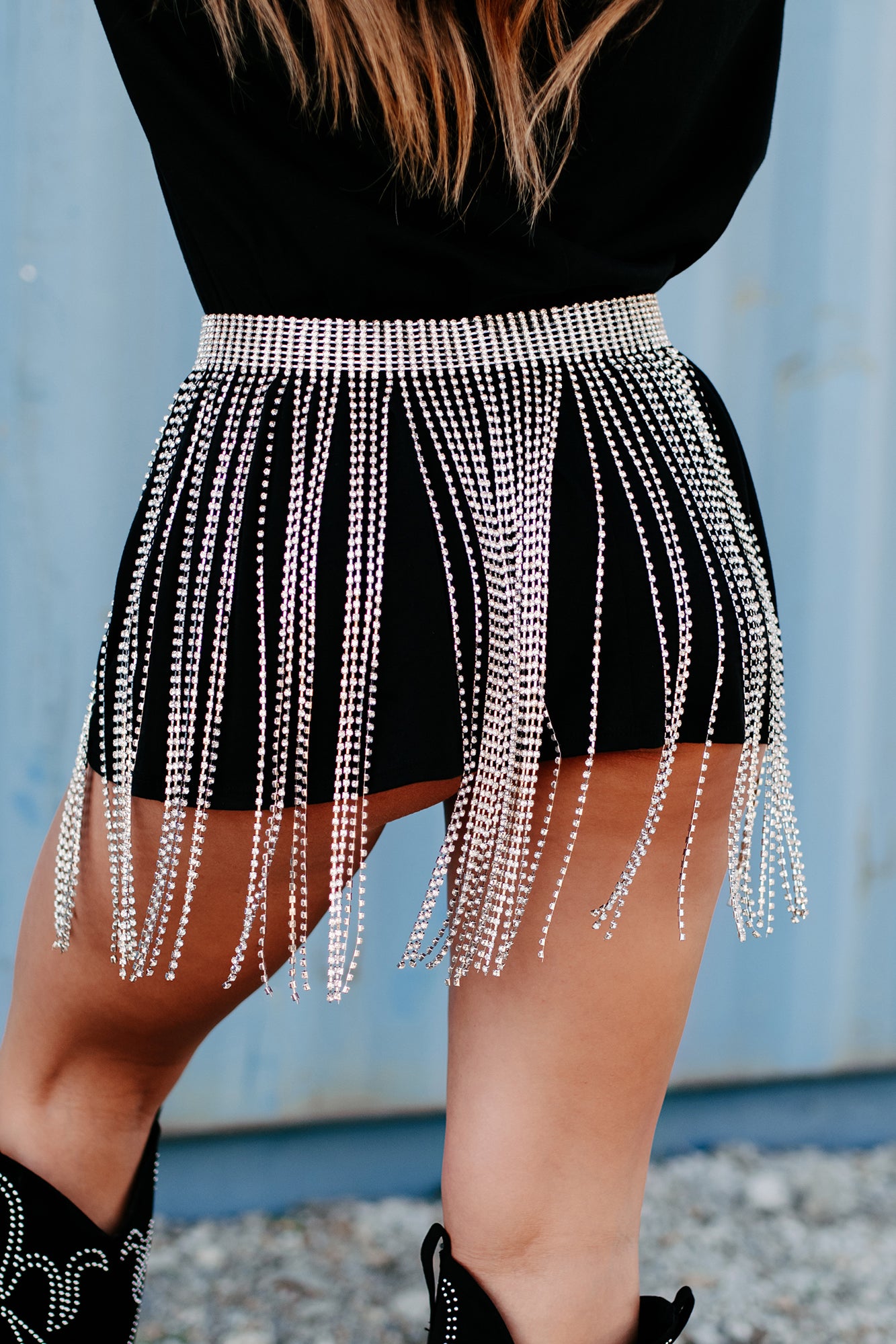 Fringe belt outlet skirt long