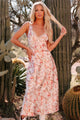 Lovely Looks Open Back Satin Floral Midi Dress (Blush Multi) - NanaMacs