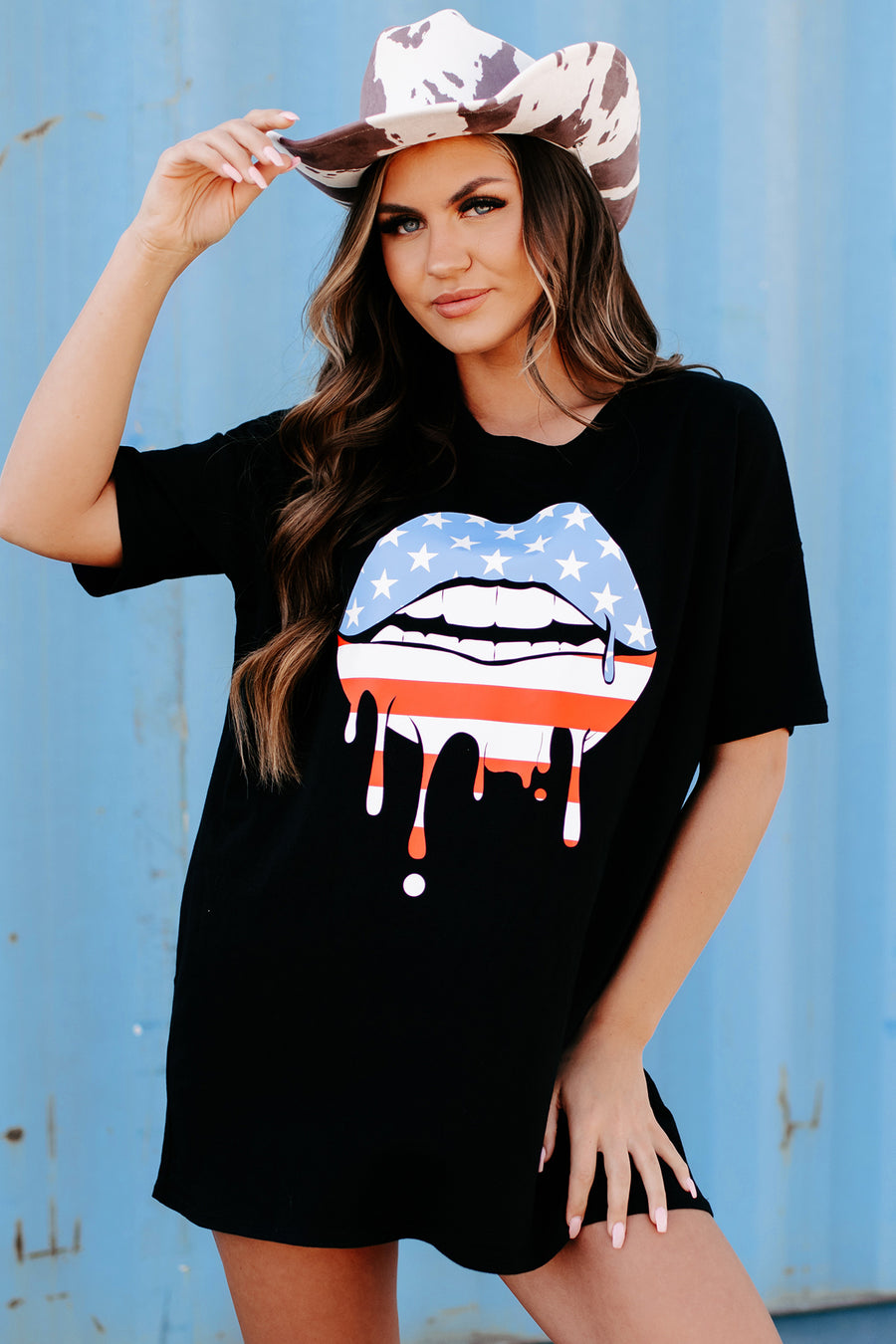 "Dripping With Pride" Oversized Graphic T-Shirt Dress (Black) - Print On Demand - NanaMacs