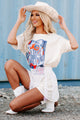 "King Of Blues" Oversized Graphic T-Shirt Dress (Vanilla) - Print On Demand - NanaMacs