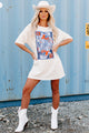 "King Of Blues" Oversized Graphic T-Shirt Dress (Vanilla) - Print On Demand - NanaMacs