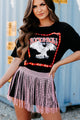 "Rock & Roll Tour" Oversized Graphic T-Shirt Dress (Black) - Print On Demand - NanaMacs