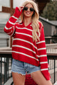 Daily Impression Striped Sweater (Red/White) - NanaMacs