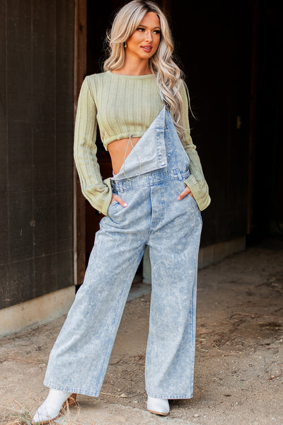 Always Problematic Mineral Wash Overalls (Vintage Denim) - NanaMacs