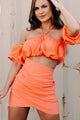 It’s My World Now Bubble Top Cut-Out Mini Dress (Orange Coral) - NanaMacs