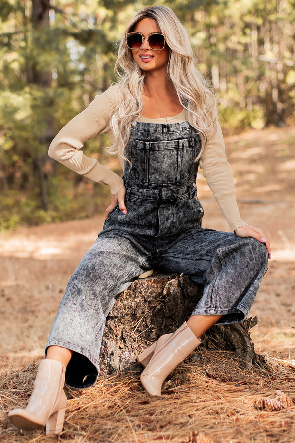 Always Problematic Mineral Wash Overalls (Black Charcoal) - NanaMacs