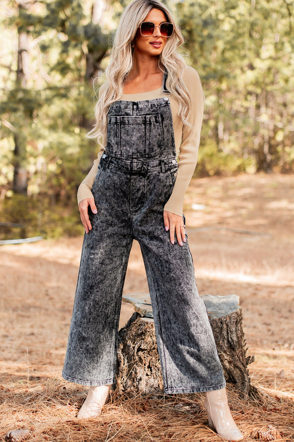 Always Problematic Mineral Wash Overalls (Black Charcoal) - NanaMacs