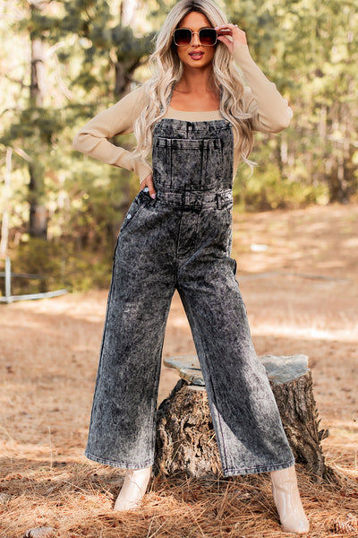 Always Problematic Mineral Wash Overalls (Black Charcoal) - NanaMacs