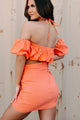 It’s My World Now Bubble Top Cut-Out Mini Dress (Orange Coral) - NanaMacs