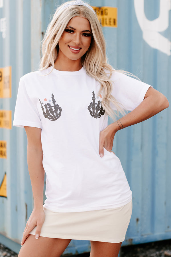 "Rocking Out To Freedom" Double-Sided Graphic T-Shirt (White) - Print On Demand - NanaMacs