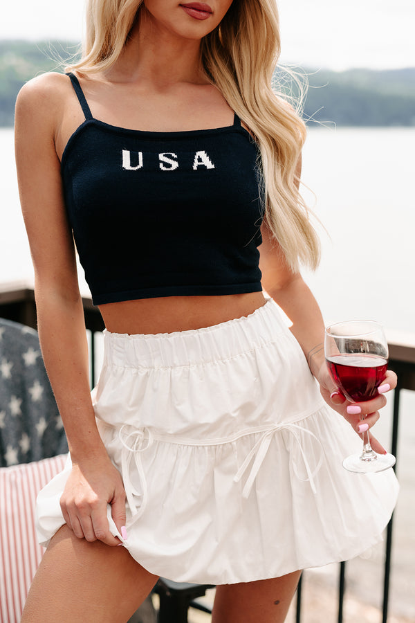 American Child "USA" Knit Crop Tank (Navy) - NanaMacs