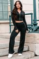 Comfortable Cuteness Ribbed Hoodie Top & Pants Set (Black) - NanaMacs